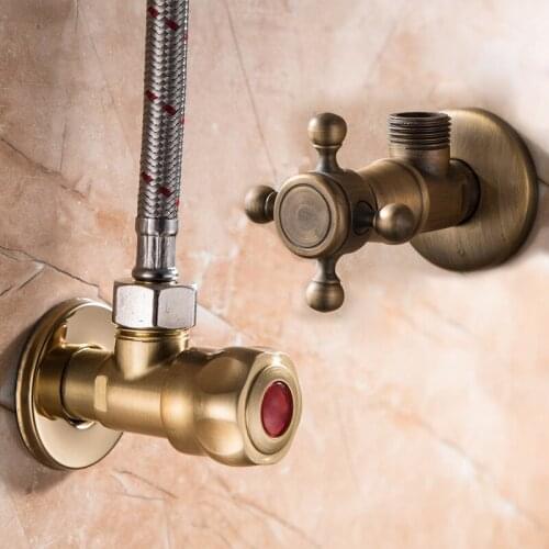 Carved Wall Mount Brass Triangle Valve Water Control Valve Bathroom Tap Water Valve Standard 1/2*1/2 Triangle valve