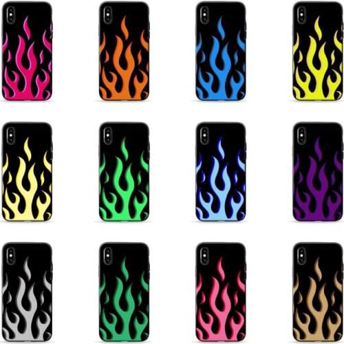 Luxurry Trend Red Flames Fitted Phone Case for iPhone 7 8 11 12 Pro X XS Max XR Samsung A S 10 20 30 50 70 Plus pro funda