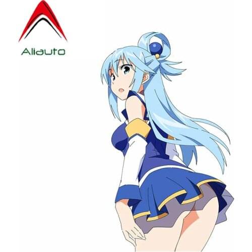 Cartoon Car Sticker for Aqua Konosuba Short Skirt Motorcycle Car Windshield Decal Anime PVC Waterproof Decoration 8cmX13cm