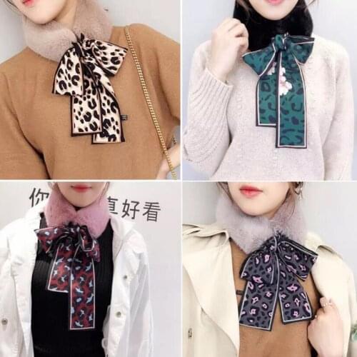 Fur Scarf 2020 NEW Leopard Print Scarf Female Neckerchief Scarves & Wraps Women Winter Scarf Luxury Brand Skinny Silk Scarf