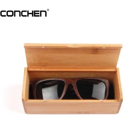 CONCHEN Men Women 1pcs Fashion Original Round Bamboo Wood Sun glasses box