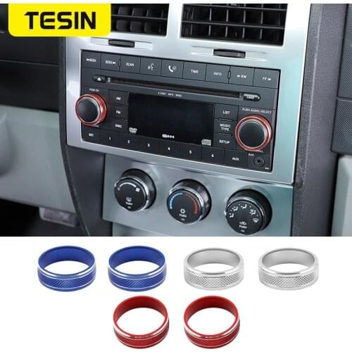 TESIN Car CD Switch Button Knob Bezel Decoration Cover Ring Stickers For Jeep Liberty For Dodge Nitro 1999-2012 Car Accessories