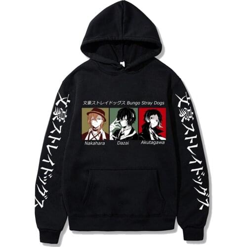 Bungo Stray Dogs Women Hoodies Funly Dazai Anime Harajuku Friend Printed Mens Women Hoodie Streetwear Casual Sweatshirts