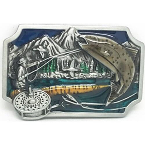 Western buckle forest fish outdoor male ladies boutique general belt buckle for 4.0 belt