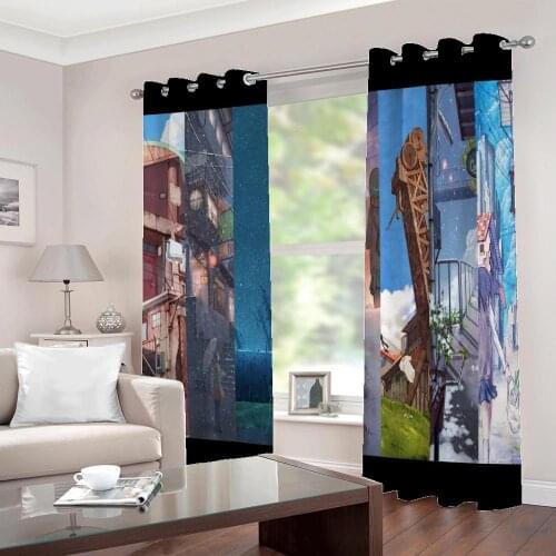 Custom 3D Blackout Curtains Nordic Snow scene childrens Cartoon house Home Decor Large Window Drapes Sets (Left and Right Side)
