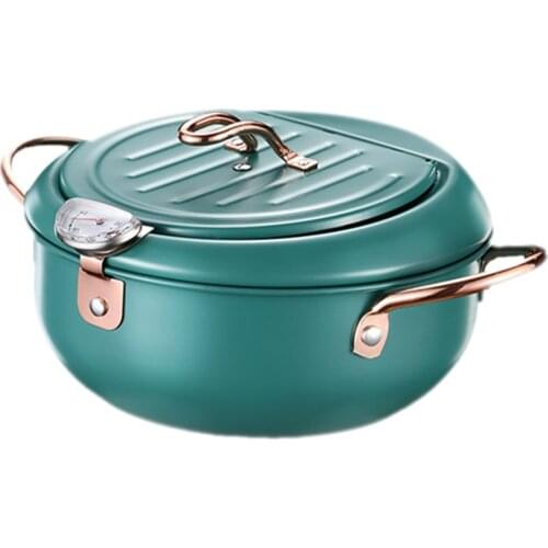 Fried Japanese Style Cooking Tools Stainless Steel Tempura Deep Frying Pot Fryer with Thermometer Drainer Food Cooker