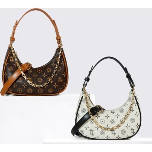 Armpit Bag Womens 2020 New Fashion One Shoulder Messenger Bag Versatile Foreign Fashion Simple Printing Chain Retro Womens Bag