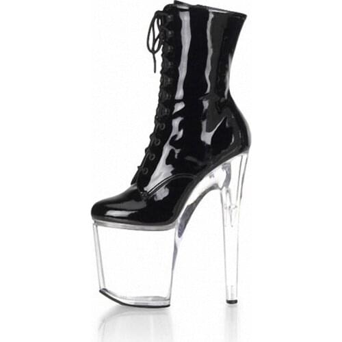 Hot womens fashion lace-up ankle boots /sexy 20cm Ultra thin high heel shoes /black PU leather pumps shoes /sexy party heels