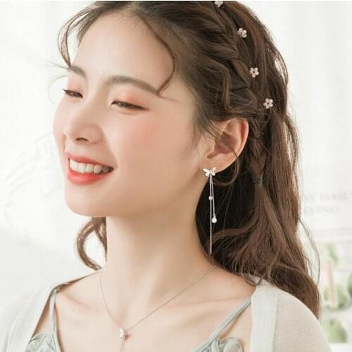 Delicate 925 Sterling Silver Butterfly Pearl Long Tassel Earrings Pendientes for Women Ear Line Party Jewelry Gifts S-E1247