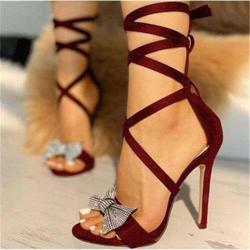 Fashion super high heel open toe stiletto shoes summer new style strappy rhinestone sandals women heels women super High heels