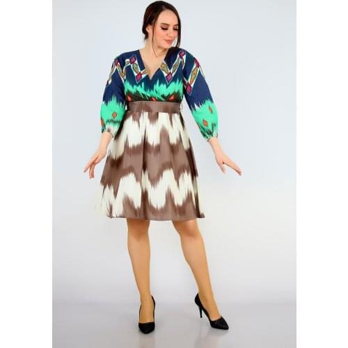 Womens Plus Size Three Quarter Sleeve Chiffon Dress Coffee 1466