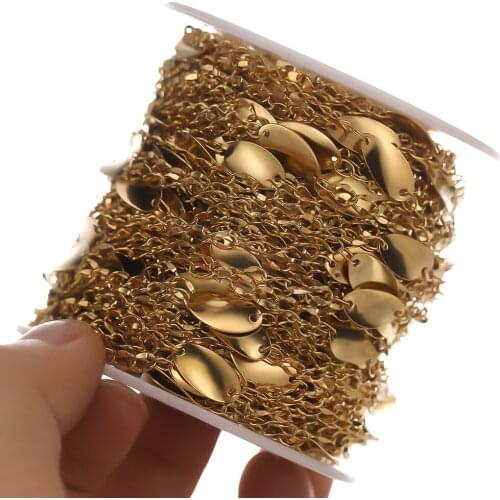 1 Meter Stainless Steel Gold Oval Cable Link Chains Bulk for DIY Gifts Jewelry Making Necklaces Bracelets Findings Components