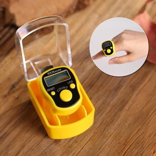 1pcs LCD Digit Electronic Finger Counter Resettable Hand Tally Five Groups Counters Finger Electronic Counter