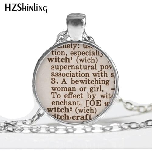 1 pc Witch dictionary Necklace Halloween jewelry Witch pendant charm Necklace samhain Glass Dome necklace