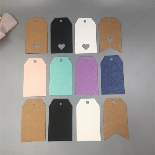 100Pcs/Lot 7x4cm Colorful T Shape With Hollow Heart Kraft Paper Tags For Decoration Bookmark Cosmetic Flower Bag Charm Hang Tags