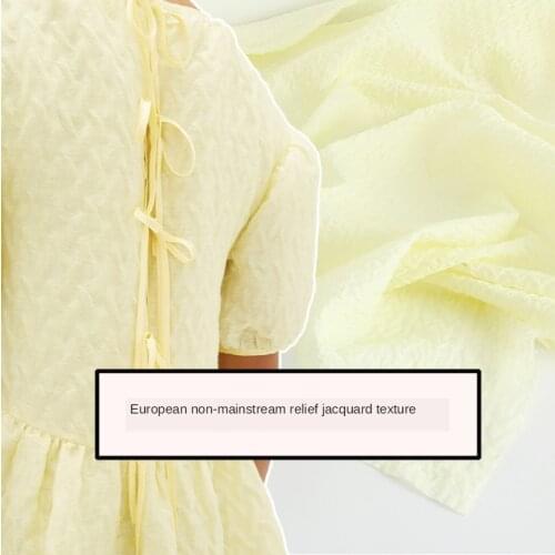 145 * 100cm Brand Retro Bubble Brocade Soft Bright Yellow Clothing Women 's Fabric