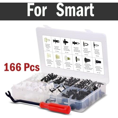 166pcs Push Retainer Kit With Fastener Remover Plier, Car Styling Retainer Clips & Rivet Set For Smart Forfour Fortwo Roadster