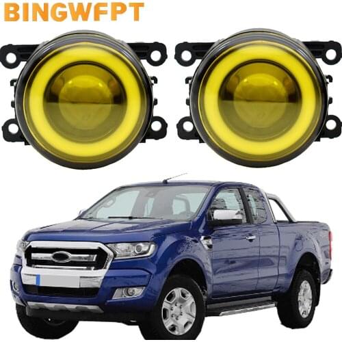2Pair For Ford Ranger 2005-2015 Super Bright LED Lamp Fog Light + Angel Eye DRL Daytime Running Light 12V