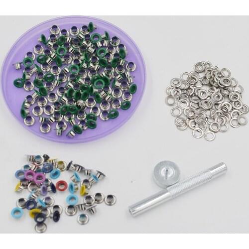 200 sets / bag. An inner diameter of 5mm. Metal eyelets. Stomata. Button. Buckle. Circle meson. Color eyelets. Color painting