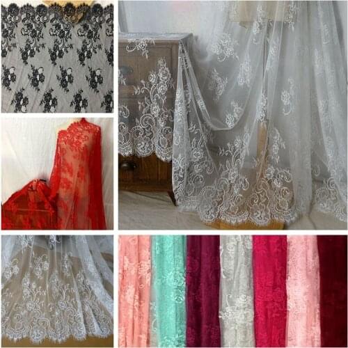 3Meters White French Eyelash Lace Fabric Embroidery Lace Trim For Clothes Wedding Dress Diy Sew On Garment Accessories