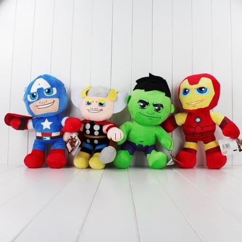 35cm 4pcs/set Avengers Plush Green Hulk Thor Captain America Iron Man Doll Soft Stuffed Toys