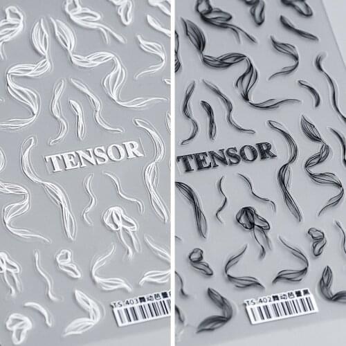 1pcs Ribbon Pattern 3D Nail Art Sticker white French Retro self-Adhesive nail decals Manicure Decorations DIY Accessories