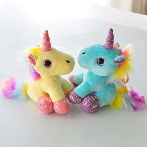 Cartoon Animal Hourse 4 Colors Kids Gift Hanging Keychain Cute Rainbow Unicorn Plush Dolls Keychain For Bag Decoration