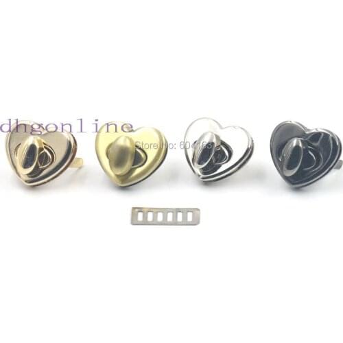 4 Pcs Turn Lock Latch Closure Stud Love Heart For Catch Tuck Craft Purse Bag hangbag