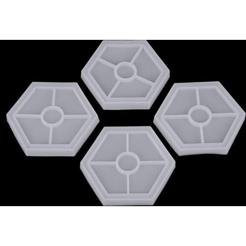 4Pcs Hexagon Coaster Silicone Mold Clear Hexagon Coaster Pad Mold for DIY Resin Epoxy Casting Craft Making Home Handicraft Tool