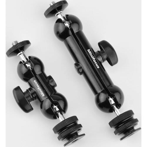 Cold Shoe Double Ball Head Adapter Magic Arm with Dual Ballhead Mount for Camera Camcorder Monitor Microphone Video LED Light