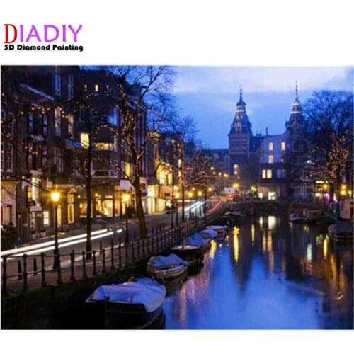 DIY Full Square Diamond Painting City 5D Picture Of Rhinestones Needlework Diamond Embroidery Scenery Decor For Home