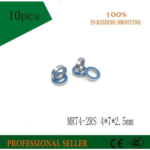 Free Shipping High quality 10PCS MR74-2RS ABEC-5 4*7*2.5 mm Miniature Ball Bearings MR74RS L740