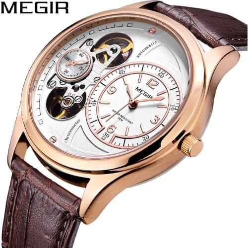 MEGIR New Fashion Business Sports Mens Watch Hollow Through Bottom Watches Trend Belt Watches Waterproof Relogio Masculino