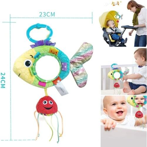 Baby Toy Stuffed Boy & Girl Rattles Toddler Car Seat Fish Mirror Infant Doll Stroller Hanging Newborn Educational Toy 0-12 Month