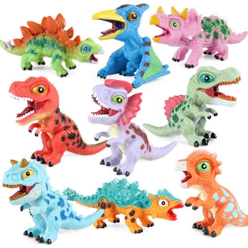 Childrens Rubber Smulation Dinosaur Model Hollow Tyrannosaurus Triceratops Swollen Head Press Sounding Toy Kids Favorites Gifts