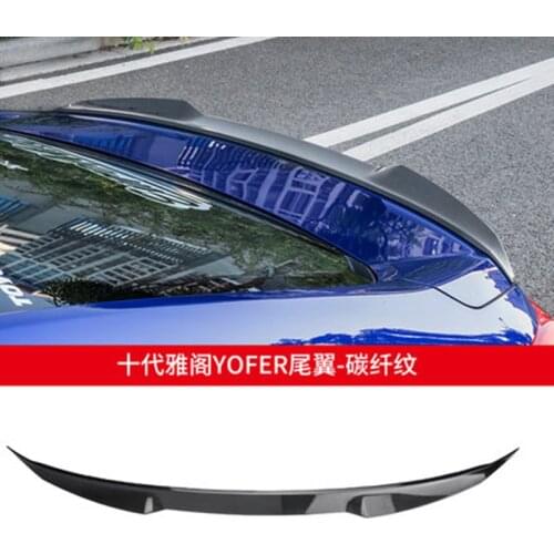 For Honda Accord 10TH 2018-2019 JDM V Type Carbon Fiber Look Black Tailgate Upper Window Lip Splitter Rear Trunk Spoiler Wing