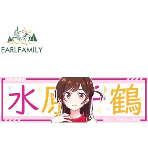 EARLFAMILY 13cm x 4.3cm for Mizuhara Chizuru Rent a Girlfriend Anime Car Sticker Graffiti Decal Waterproof Sunscreen Decoration