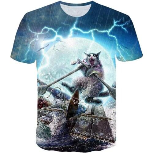 2021 New T-shirt Mens / Womens 3D Printed Short Sleeve T-shirt Cat Short Sleeve Round Neck T-Shirt Funny T-shirt SizeXS-5XL