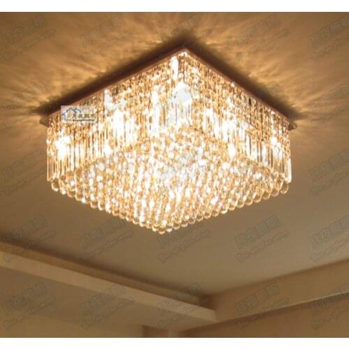 Crystal lamp living room dining room villa modern minimalist atmosphere led rectangular bedroom ceiling lamp