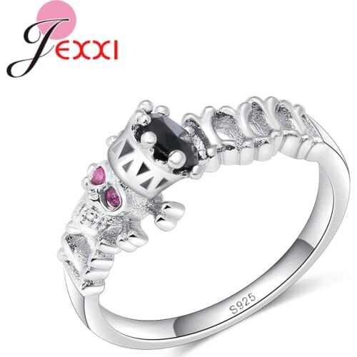 Skeleton Crystal Rings For Girl 925 Sterling Silver Rings For Women Man Wedding Hollow Style Crystal Zirconia Rings Party