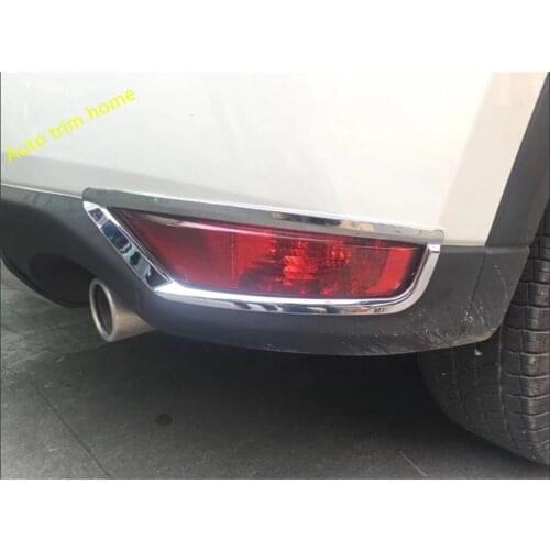 Lapetus Chrome Rear Fog Lamp Lights Eyebrow / Frame Trim 2 Piece / Set Exterior Refit Kit Fit For Mazda CX-5 CX5 2017 - 2020 ABS