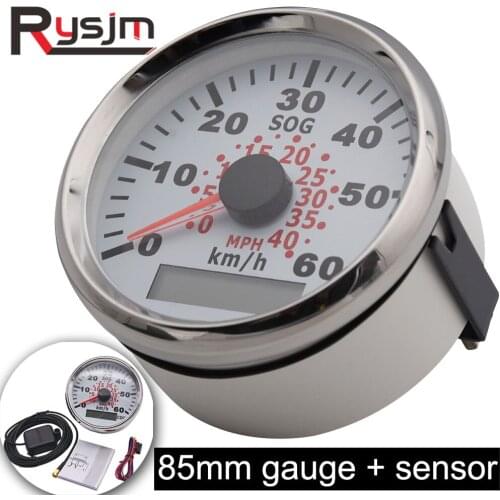 85mm Boat marine gps speedometer Meter 60 km/h 9-32V odometer car Speed Gauge With red Backlight For Motorcycle Auto Truck Boat