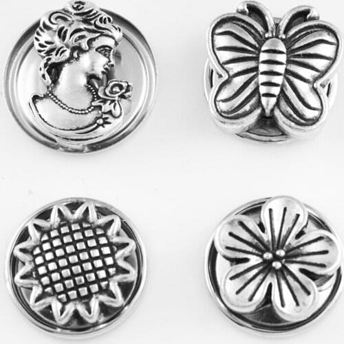 MF6117 NEW 18mm Vintage Butterfly flower Metal Snap button fit snap jewelry DIY
