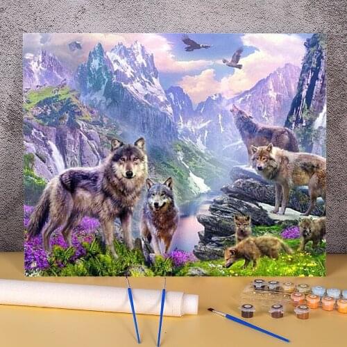 Wolf Animal Winter DIY Paint By Numbers Package Acrylic Paints 50*70 Oil Painting Decorative Paintings For Handiwork