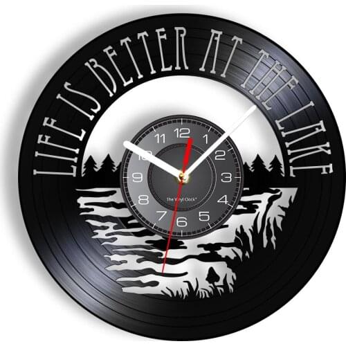 Life Is Bettter At The Lake House Vinyl Record Wall Clock Lakeside Summer Cabin Decor Watch Family Vacation Housewarming Gift