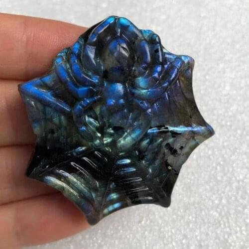 1PC 26-35G Natural Crystal Quartz, Labrador Stone, Hand Carved Polished Sculpture, Spiritual Room Decoration