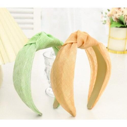 2021 Small Fresh Pure Color Mesh Wide-brimmed Cross Knotted Face Wash Headband Simple White Temperament Yarn Hairband