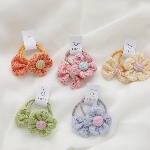 New Fashion Simple Flower Hair Tie Personalized Fabric Bowknot Small Tie Hair Rope Hair Accessories Headdress ChildrenSY202
