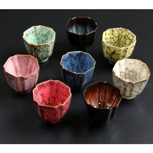 Single Cup Ceramic Household Glaze Tea Set Kiln Changed Teacup Famous Small Coffee Cute Coffe Cafe House Flower Shape Cup 100ML