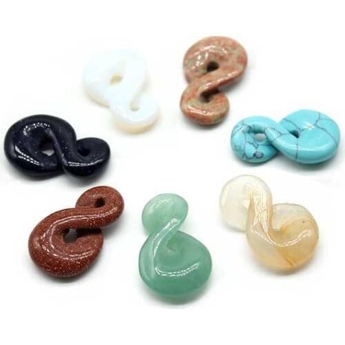 Wholesale 12pcs Assorted Natural Crystal Stone sign “8” shell craved charms Pendants Fashion Necklaces Jewelry Free Shipping